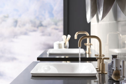 KOHLER K-75749-HD1-0 Sartorial Herringbone Carillon 21" rectangular drop-in bathroom sink, no overflow - White Sartorial Herringbone