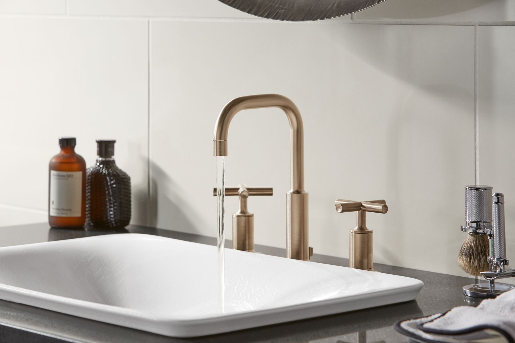 KOHLER K-14406-3-CP Purist Widespread Bathroom Sink Faucet With Cross Handles, 1.2 Gpm - Polished Chrome