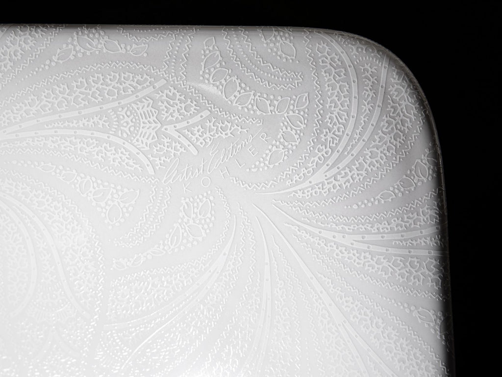 KOHLER K-29471-FP1-0 Sartorial Paisley Caxton 20" Rectangular Undermount Bathroom Sink - White Sartorial Paisley