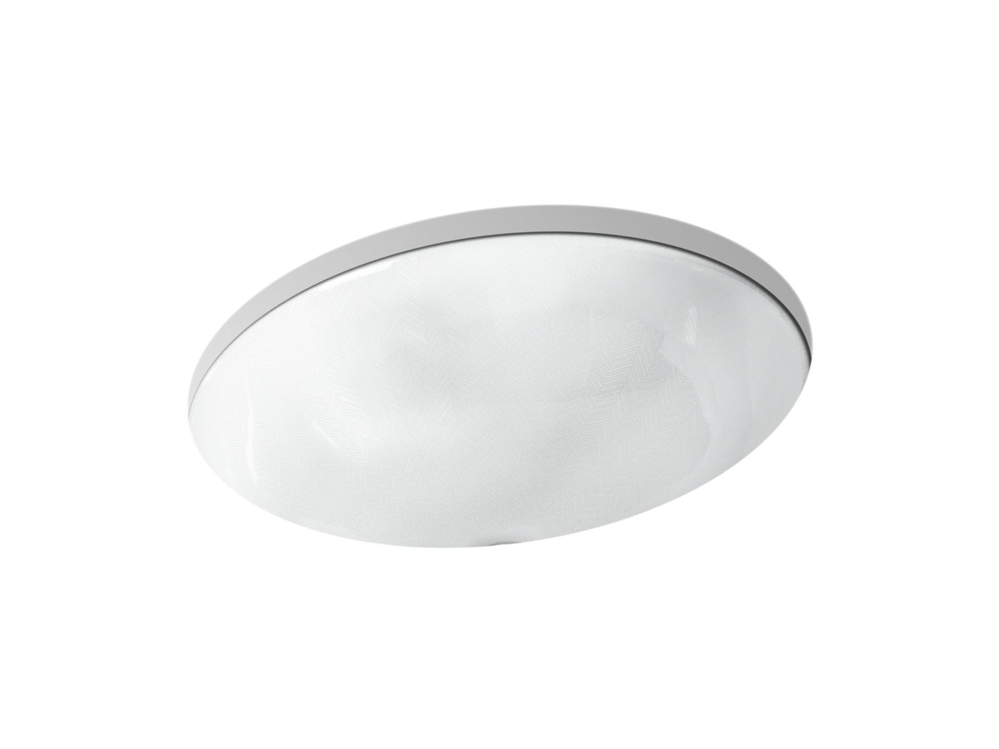 KOHLER K-14218-HD1-0 Sartorial Herringbone Caxton 19-1/4" oval undermount bathroom sink, no overflow - White Sartorial Herringbone