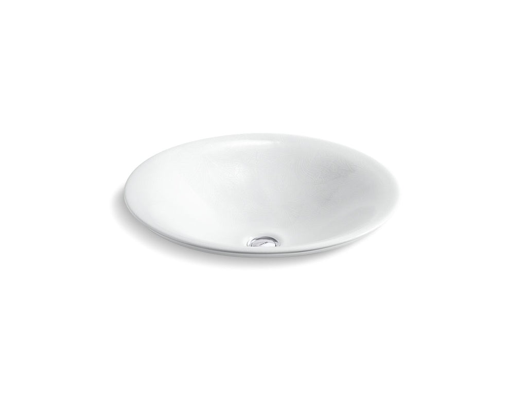 KOHLER K-75748-FP1-0 Sartorial Paisley Carillon 17-1/2" Round Drop-In Bathroom Sink, No Overflow - White Sartorial Paisley