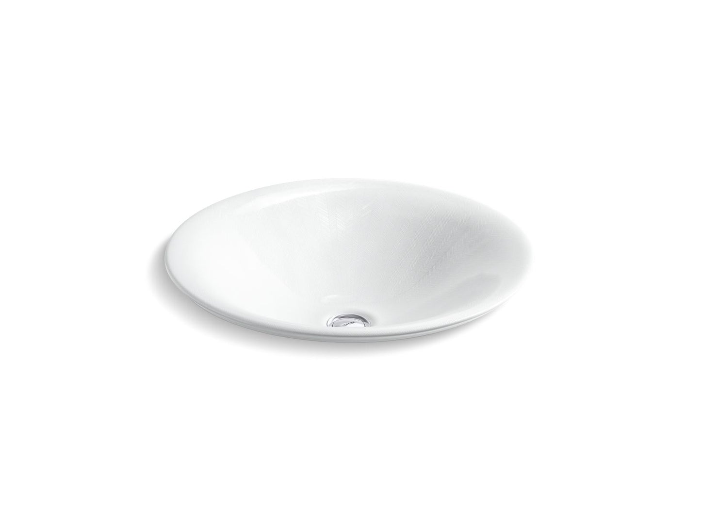 KOHLER K-75748-HD1-0 Sartorial Herringbone Carillon 17-1/2" round drop-in bathroom sink, no overflow - White Sartorial Herringbone