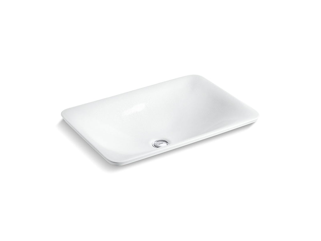 KOHLER K-75749-FP1-0 Sartorial Paisley Carillon 21" Rectangular Drop-In Bathroom Sink, No Overflow - White Sartorial Paisley