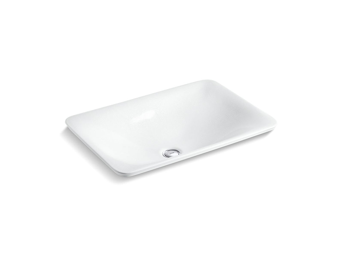 KOHLER K-75749-FP1-0 Sartorial Paisley Carillon 21" Rectangular Drop-In Bathroom Sink, No Overflow - White Sartorial Paisley