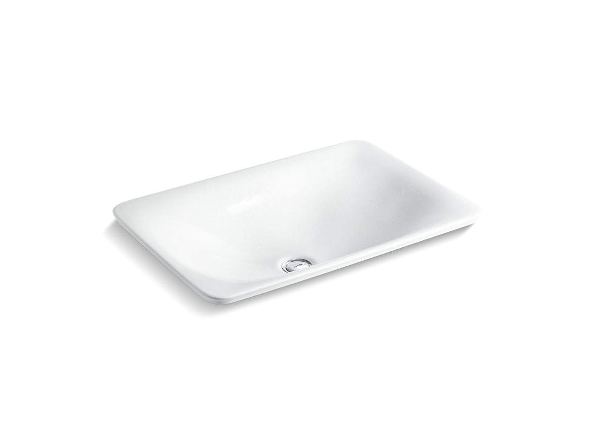 KOHLER K-75749-HD1-0 Sartorial Herringbone Carillon 21" Rectangular Drop-In Bathroom Sink, No Overflow - White Sartorial Herringbone