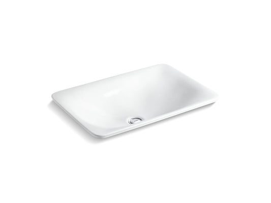 KOHLER K-75749-HD1-0 Sartorial Herringbone Carillon 21" rectangular drop-in bathroom sink, no overflow - White Sartorial Herringbone