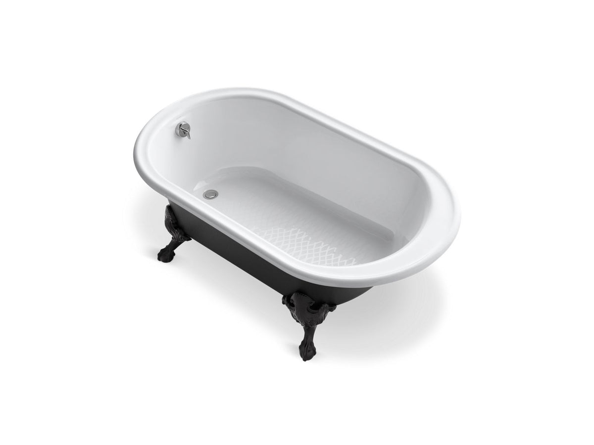 KOHLER K-710-P5-0 Iron Works Historic 66" X 36" Freestanding Bath - Black Exterior With White Interior