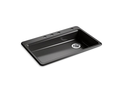 KOHLER K-8689-4-7 Riverby 33" top-mount single-bowl kitchen sink - Black Black
