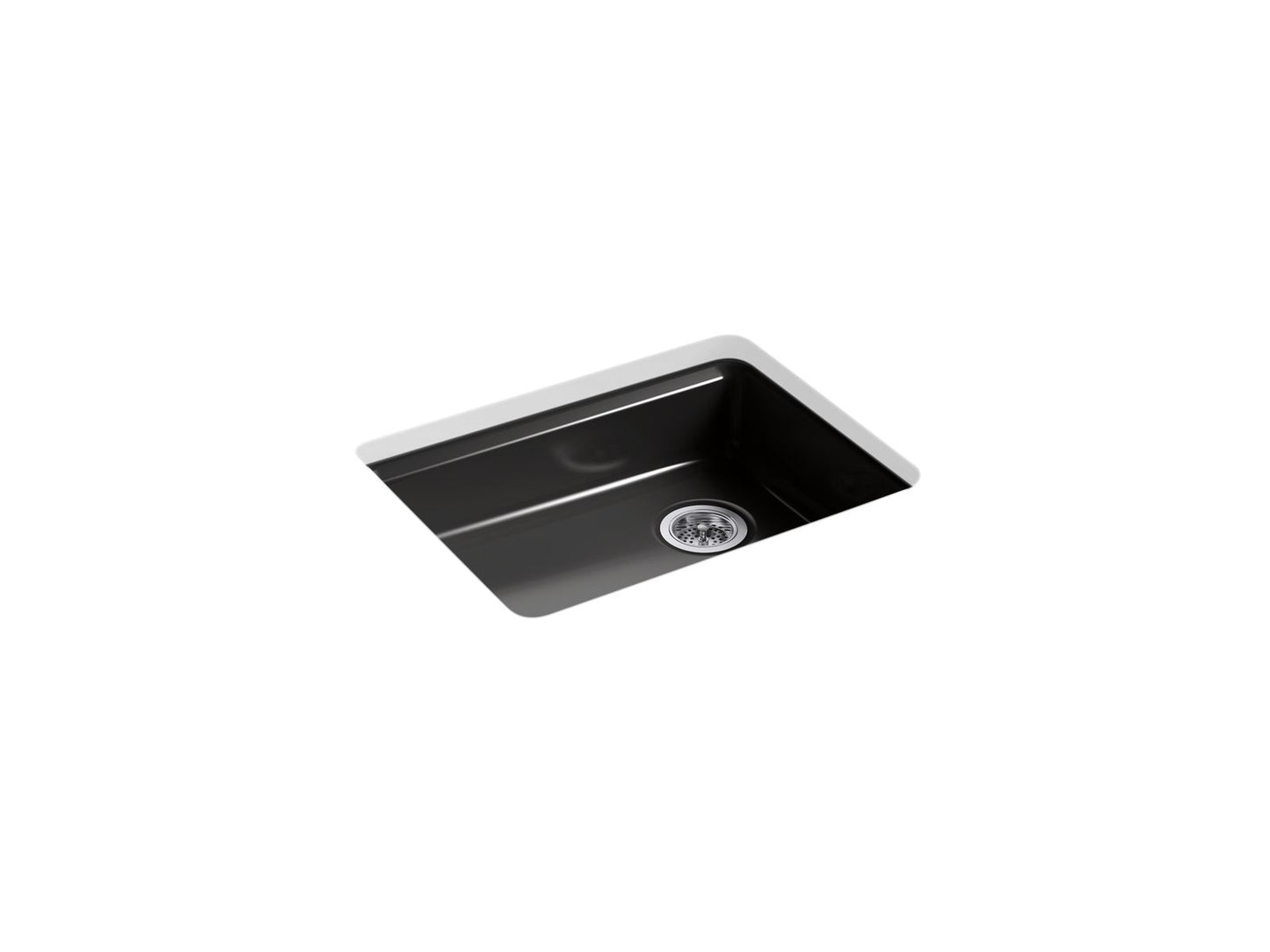 KOHLER K-5479-5U-7 Riverby 25" Undermount Single-Bowl Kitchen Sink In Black Black