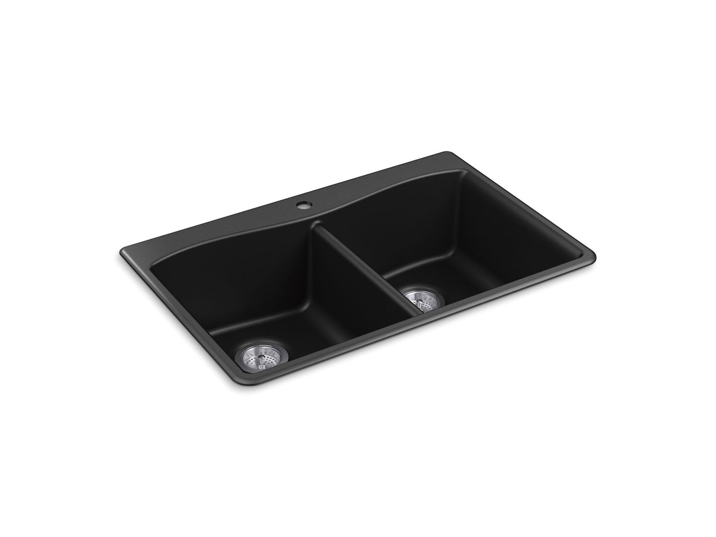 KOHLER K-8185-1-CM1 Kennon 33" Top-/Undermount Double-Bowl Kitchen Sink In Matte Black