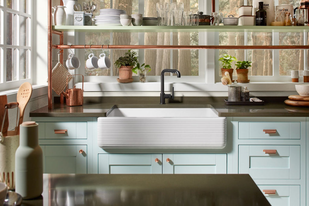 KOHLER K-6351-0 Hayridge Whitehaven 35-11/16" Undermount Single-Bowl Farmhouse Kitchen Sink - White