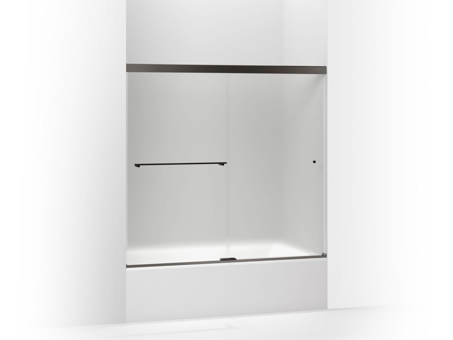 KOHLER K-707000-D3-ABZ Revel Sliding Bath Door, 55-1/2" H X 56-5/8 - 59-5/8" W, With 1/4" Thick Frosted Glass In Anodized Dark Bronze