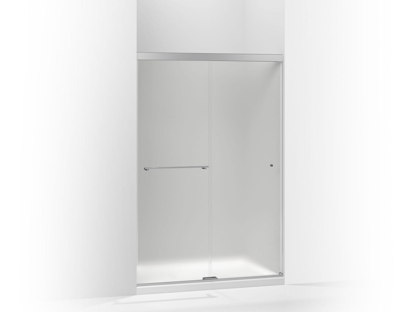 KOHLER K-707100-D3-SHP Revel Sliding Shower Door, 70" H X 44-5/8 - 47-5/8" W, With 1/4" Thick Frosted Glass In Bright Polished Silver