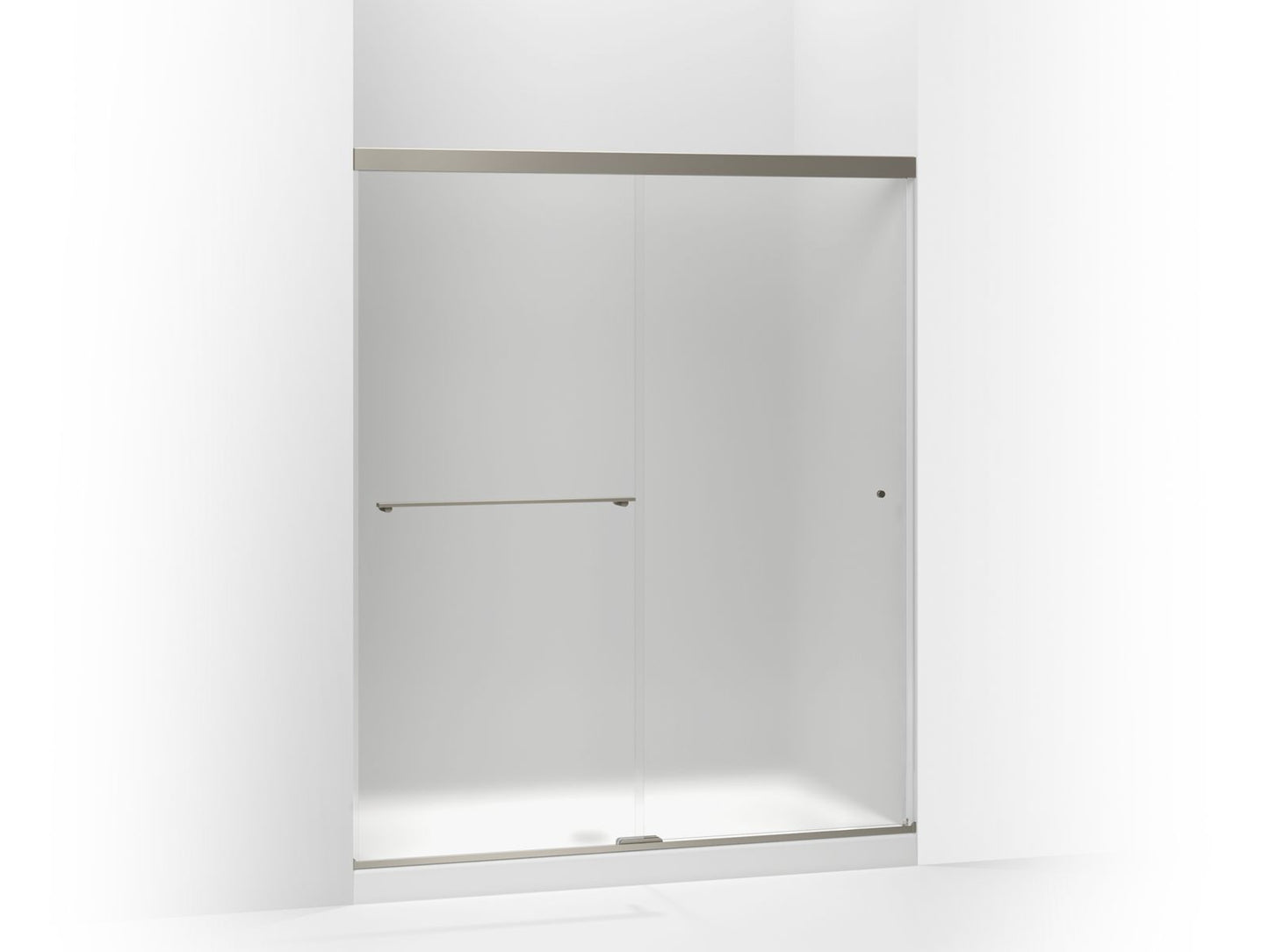 KOHLER K-707200-D3-BNK Revel Sliding Shower Door, 70" H X 56-5/8 - 59-5/8" W, With 1/4" Thick Frosted Glass In Anodized Brushed Nickel