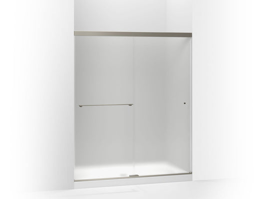 KOHLER K-707200-D3-BNK Revel Sliding Shower Door, 70" H X 56-5/8 - 59-5/8" W, With 1/4" Thick Frosted Glass In Anodized Brushed Nickel