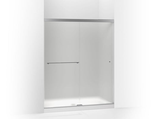 KOHLER K-707200-D3-SHP Revel Sliding Shower Door, 70" H X 56-5/8 - 59-5/8" W, With 1/4" Thick Frosted Glass In Bright Polished Silver