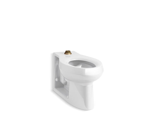 KOHLER K-4388-0 Anglesey Floor-Mount Top Spud Flushometer Bowl With Integral Seat In White