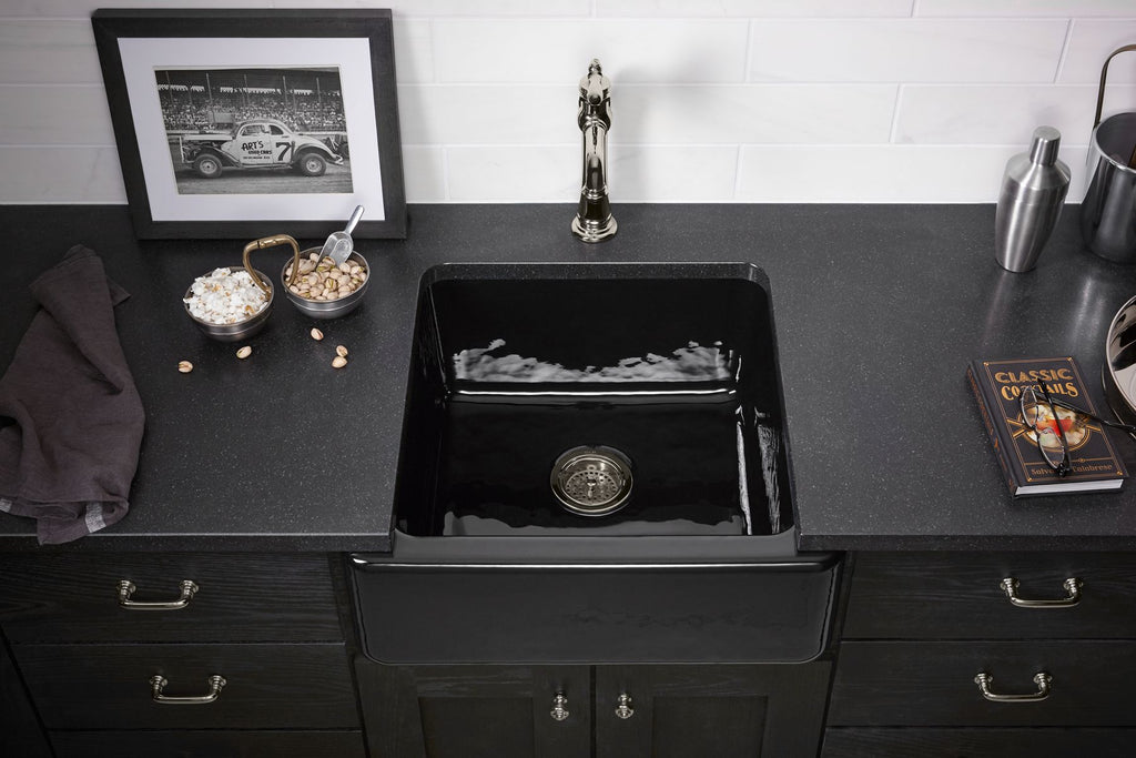 KOHLER K-5665-FF Whitehaven 23-1/2" Undermount Single-Bowl Farmhouse Kitchen Sink - Sea Salt