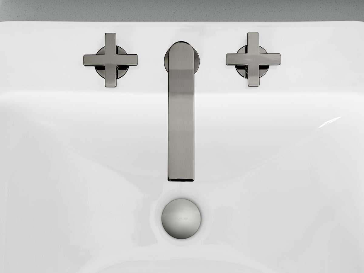 KOHLER K-73060-3-SN Composed Widespread Bathroom Sink Faucet With Cross Handles, 1.2 Gpm - Vibrant Polished Nickel