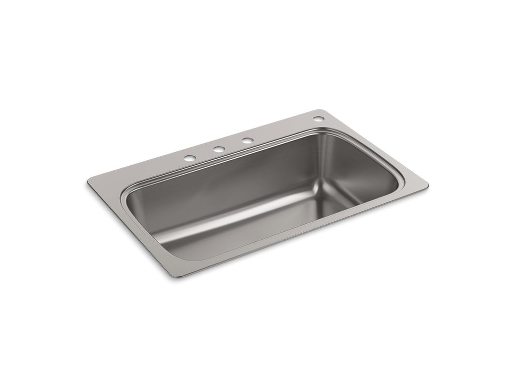 KOHLER K-20060-4-NA Verse 33" Top-Mount Single-Bowl Kitchen Sink - Stainless Steel