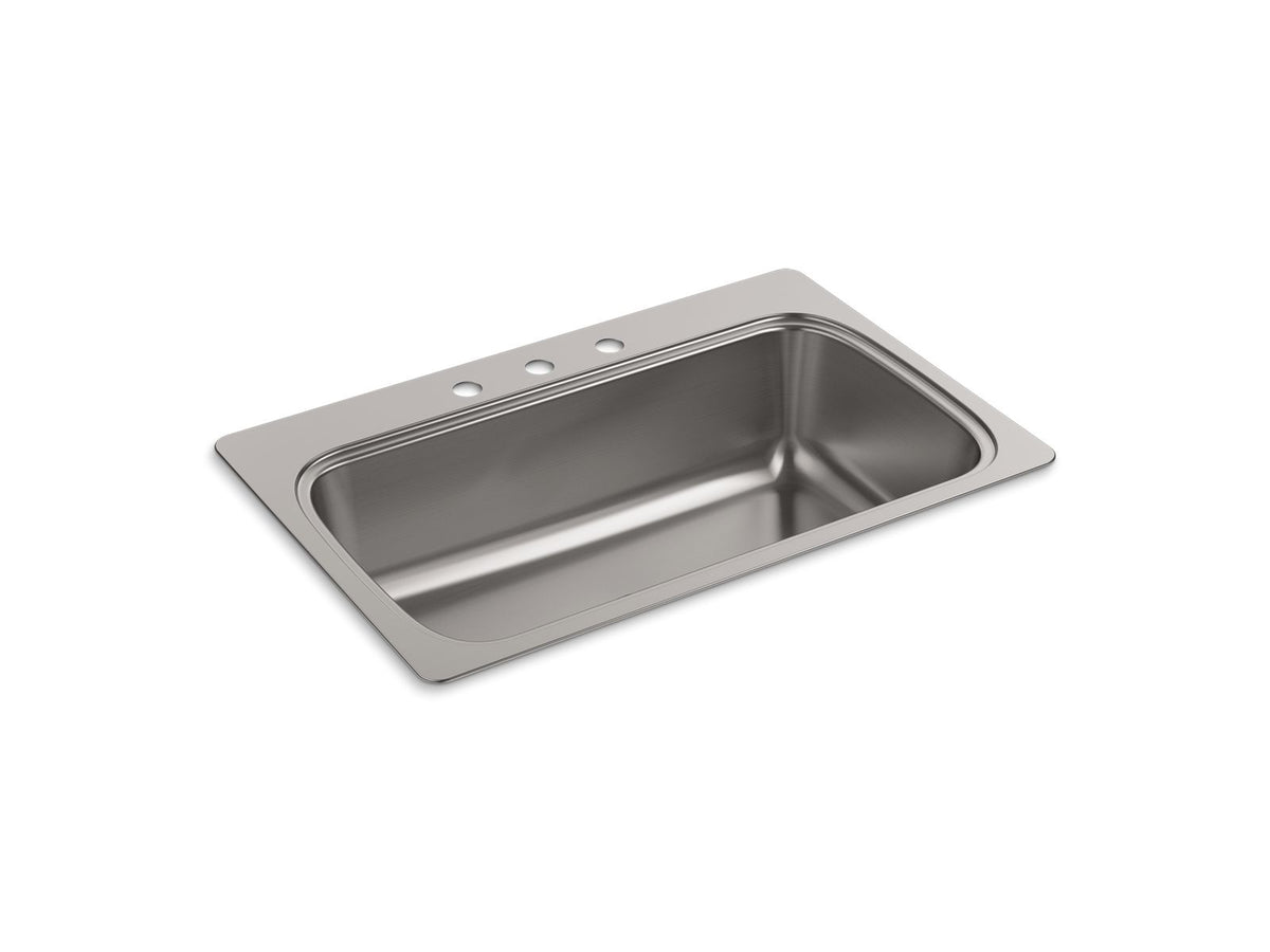 KOHLER K-20060-3-NA Verse 33" Top-Mount Single-Bowl Kitchen Sink - Stainless Steel