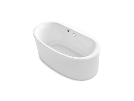 KOHLER K-24001-W1-0 Sunstruck 60" X 34" Freestanding Bath With Bask Heated Surface And Straight Shroud In White