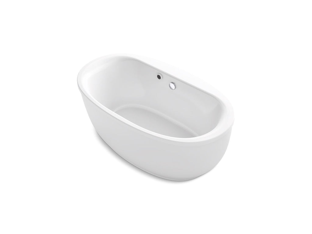 KOHLER K-6369-W1-0 Sunstruck 65-1/2" X 35-1/2" Oval Freestanding Bath With Bask Heated Surface And Fluted Shroud - White