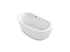 KOHLER K-6369-W1-0 Sunstruck 65-1/2" X 35-1/2" Oval Freestanding Bath With Bask Heated Surface And Fluted Shroud - White