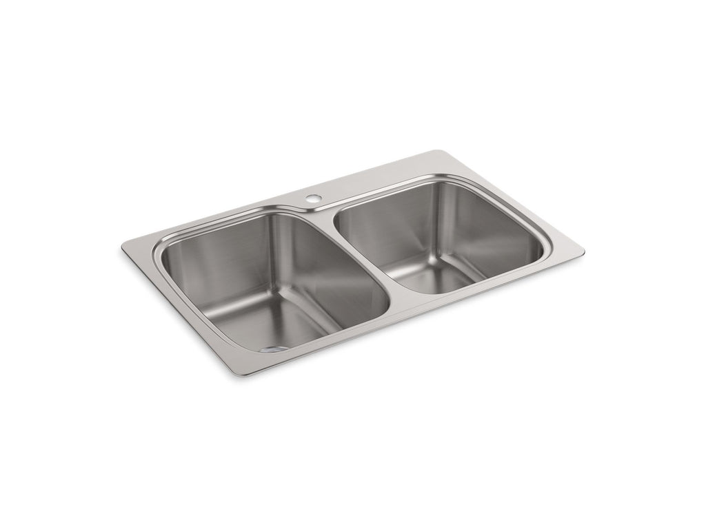 KOHLER K-75791-1-NA Verse 33" Top-/Undermount Double-Bowl Kitchen Sink - Stainless Steel