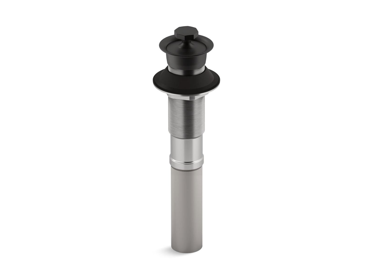 KOHLER K-7127-BL Bathroom Sink Drain With Non-Removable Metal Stopper And Without Overflow - Matte Black