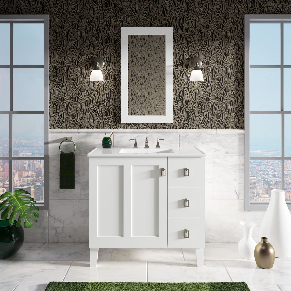 KOHLER K-99533-LGR-1WA Poplin 36" Bathroom Vanity Cabinet In Linen White