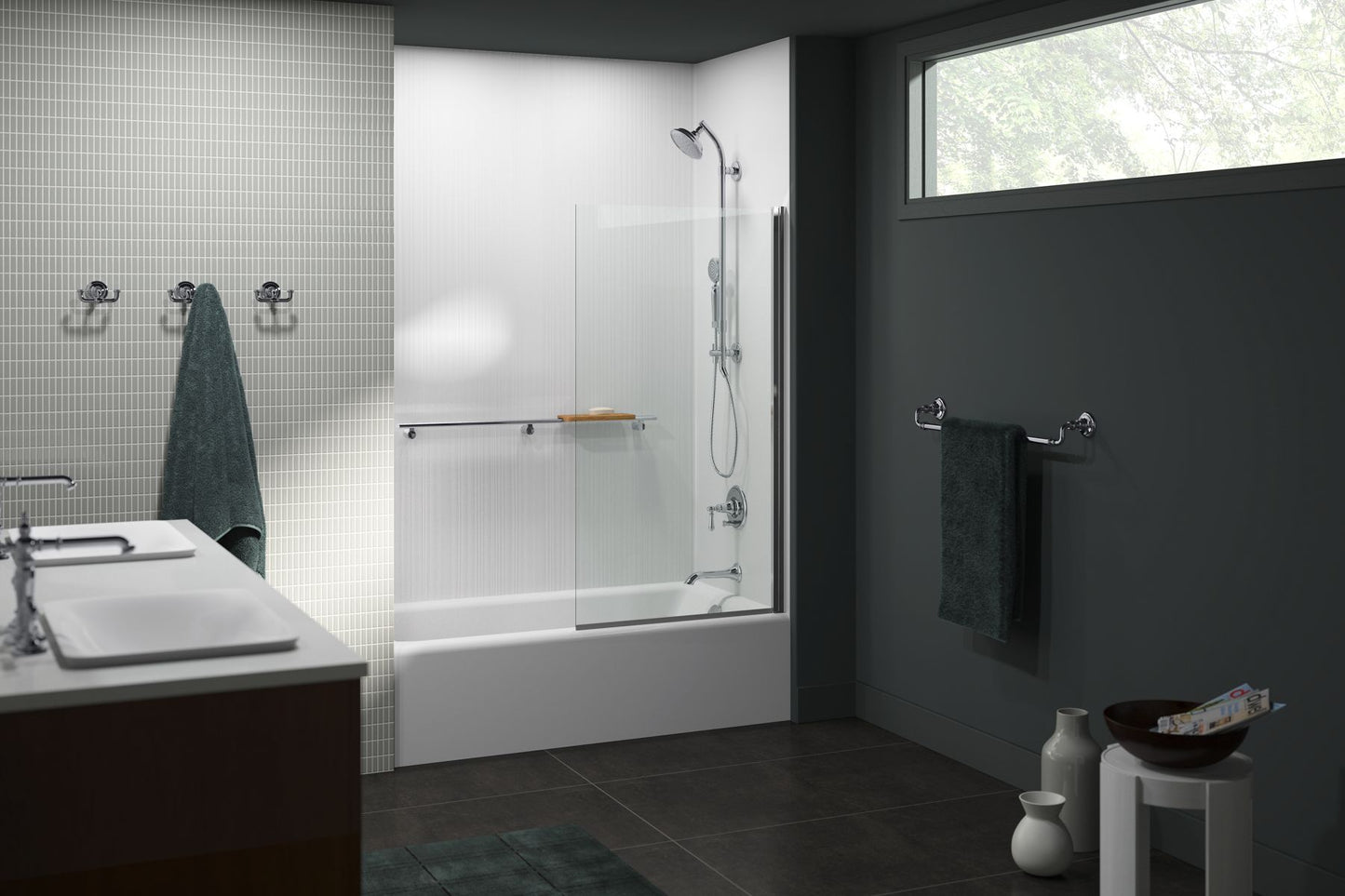 KOHLER K-875-96 Bellwether 60" x 32" alcove bath, left drain - Biscuit