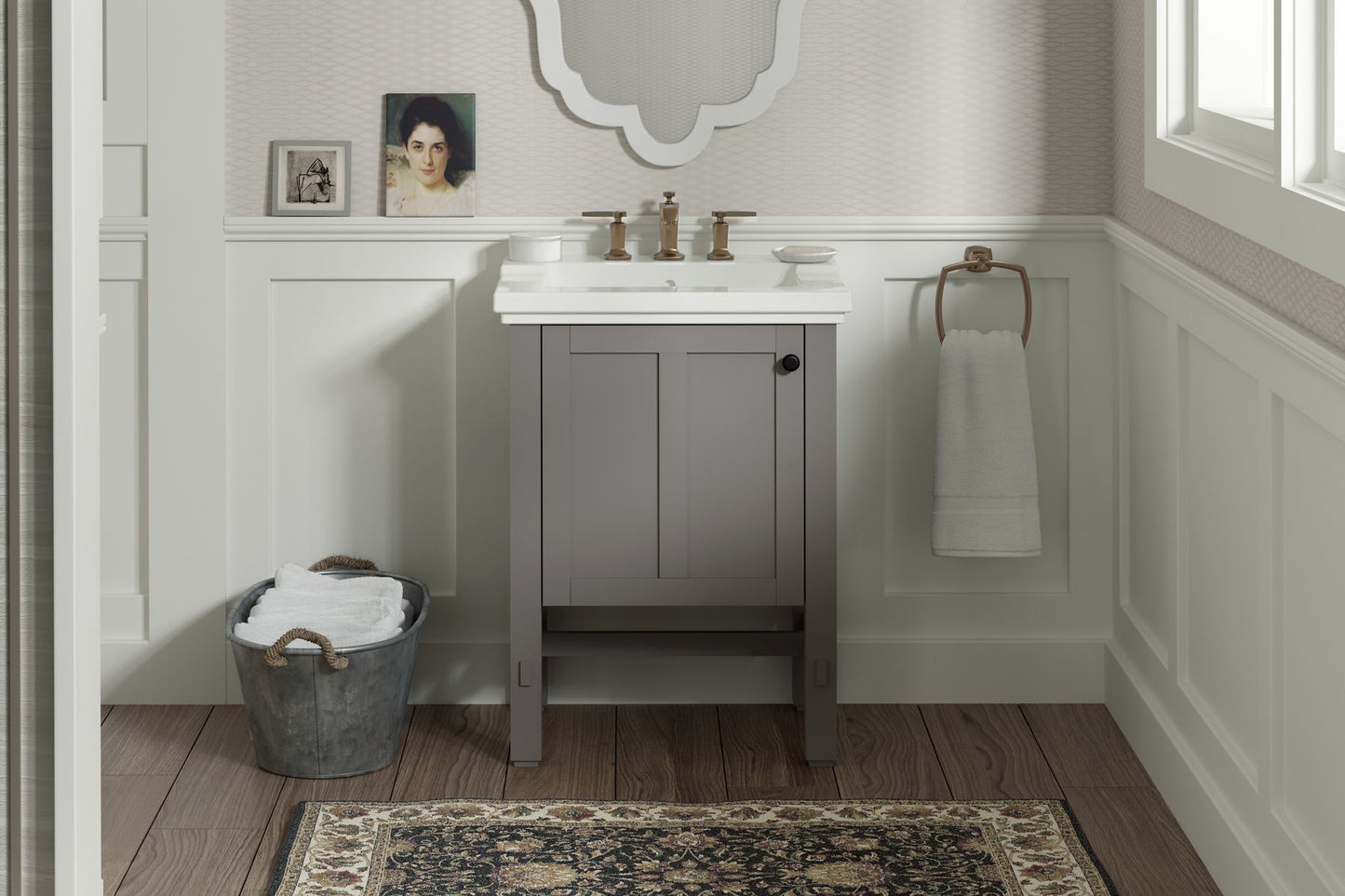 KOHLER K-2604-1WT Tresham 24" Bathroom Vanity Cabinet In Mohair Grey