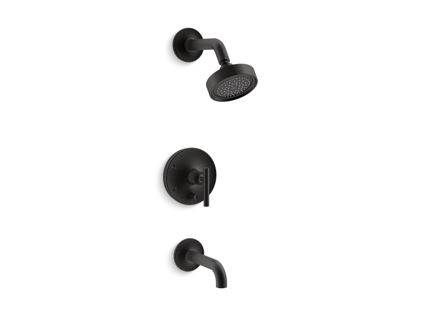 KOHLER K-T14421-4-BL Purist Rite-Temp Bath And Shower Trim Kit With Push-Button Diverter And Lever Handle, 2.5 Gpm In Matte Black