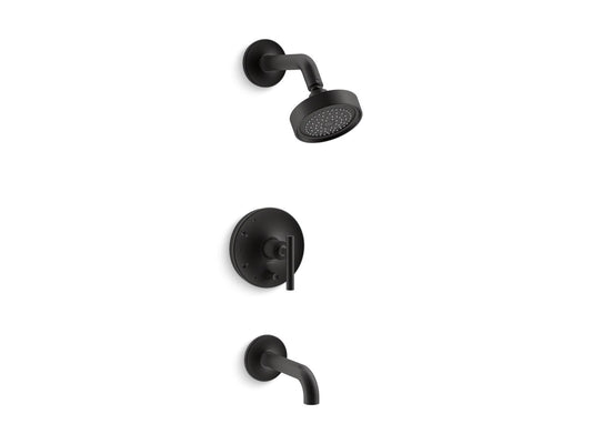 KOHLER K-T14421-4-BL Purist Rite-Temp bath and shower trim kit with push-button diverter and lever handle, 2.5 gpm - Matte Black