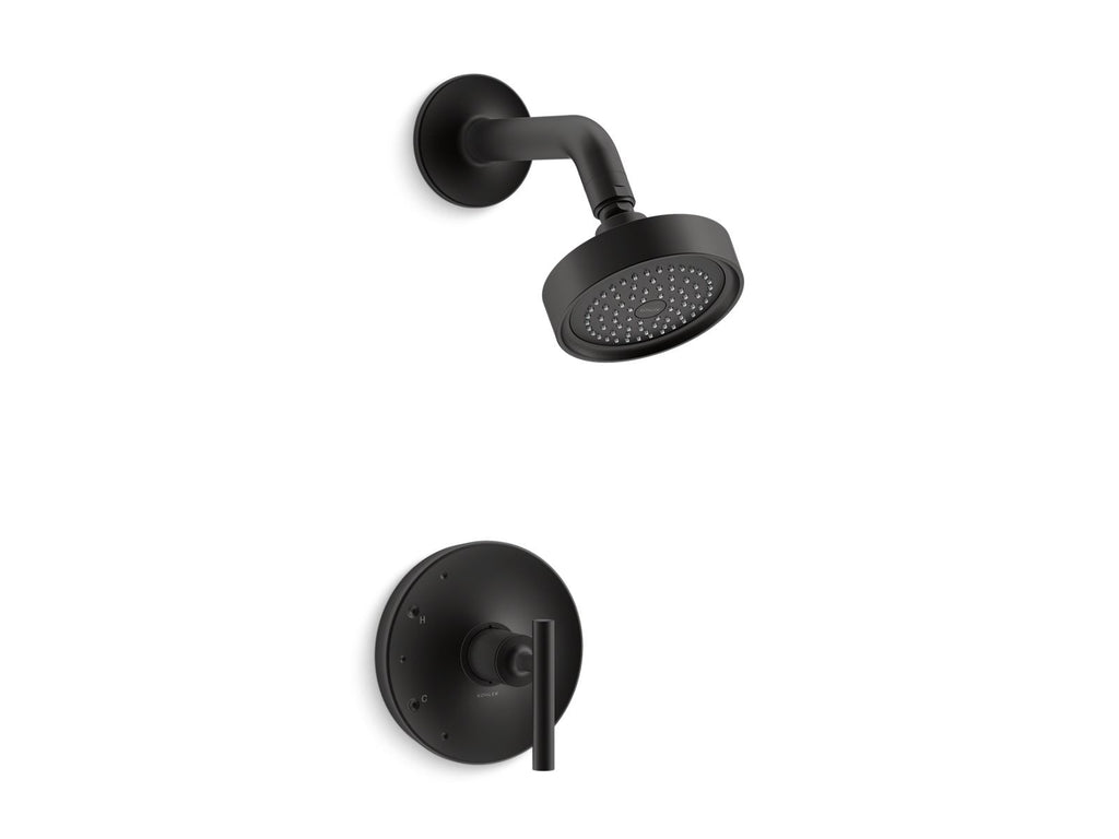KOHLER K-TS14422-4-BL Purist Rite-Temp Shower Trim Kit With Lever Handle, 2.5 Gpm - Matte Black