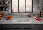 KOHLER K-5312-FF Iron/Tones Smart Divide 33" Top-/Undermount Double-Bowl Kitchen Sink - Sea Salt