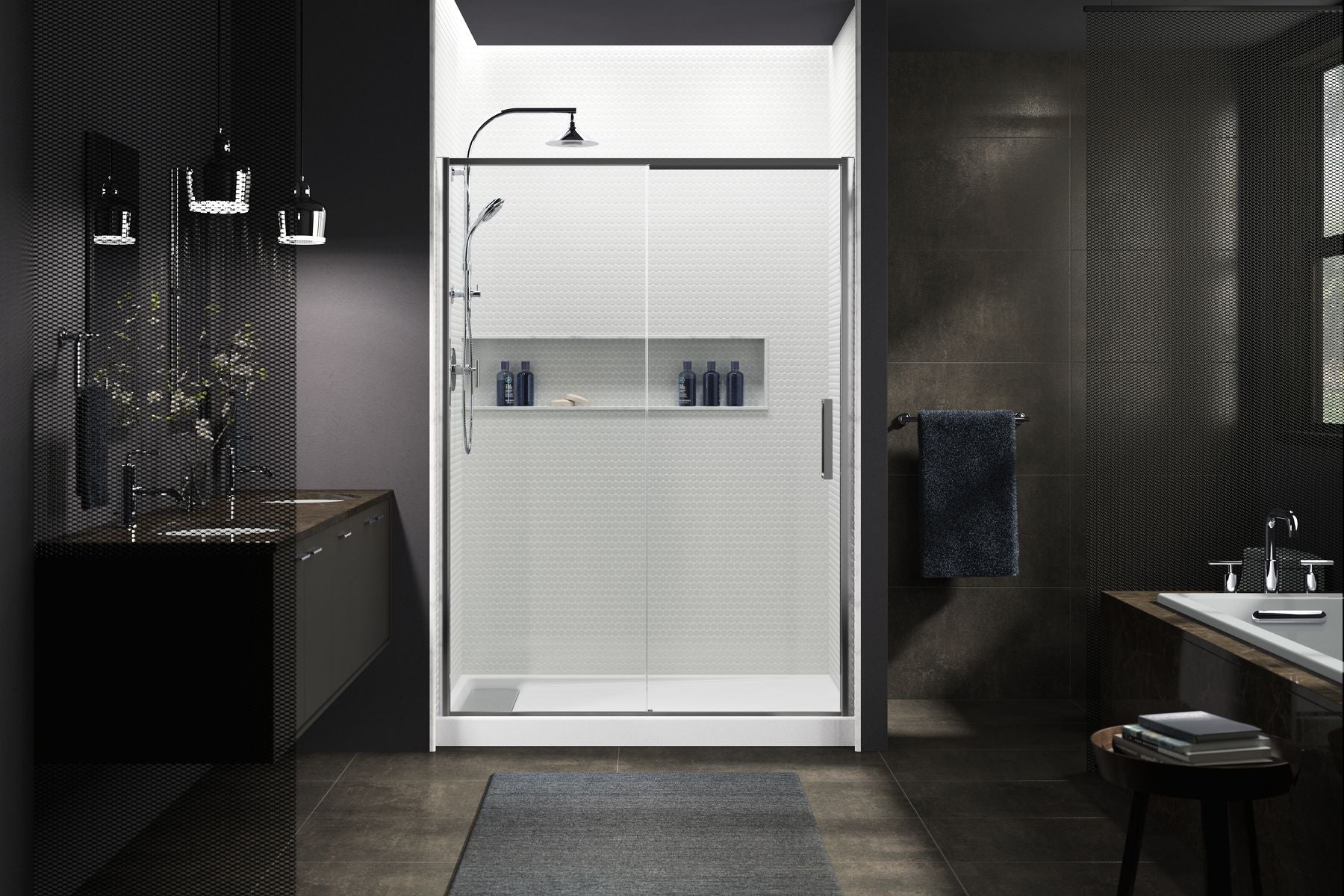 KOHLER K-9177-96 Bellwether 60" X 34" Alcove Shower Base, Left Drain - Biscuit