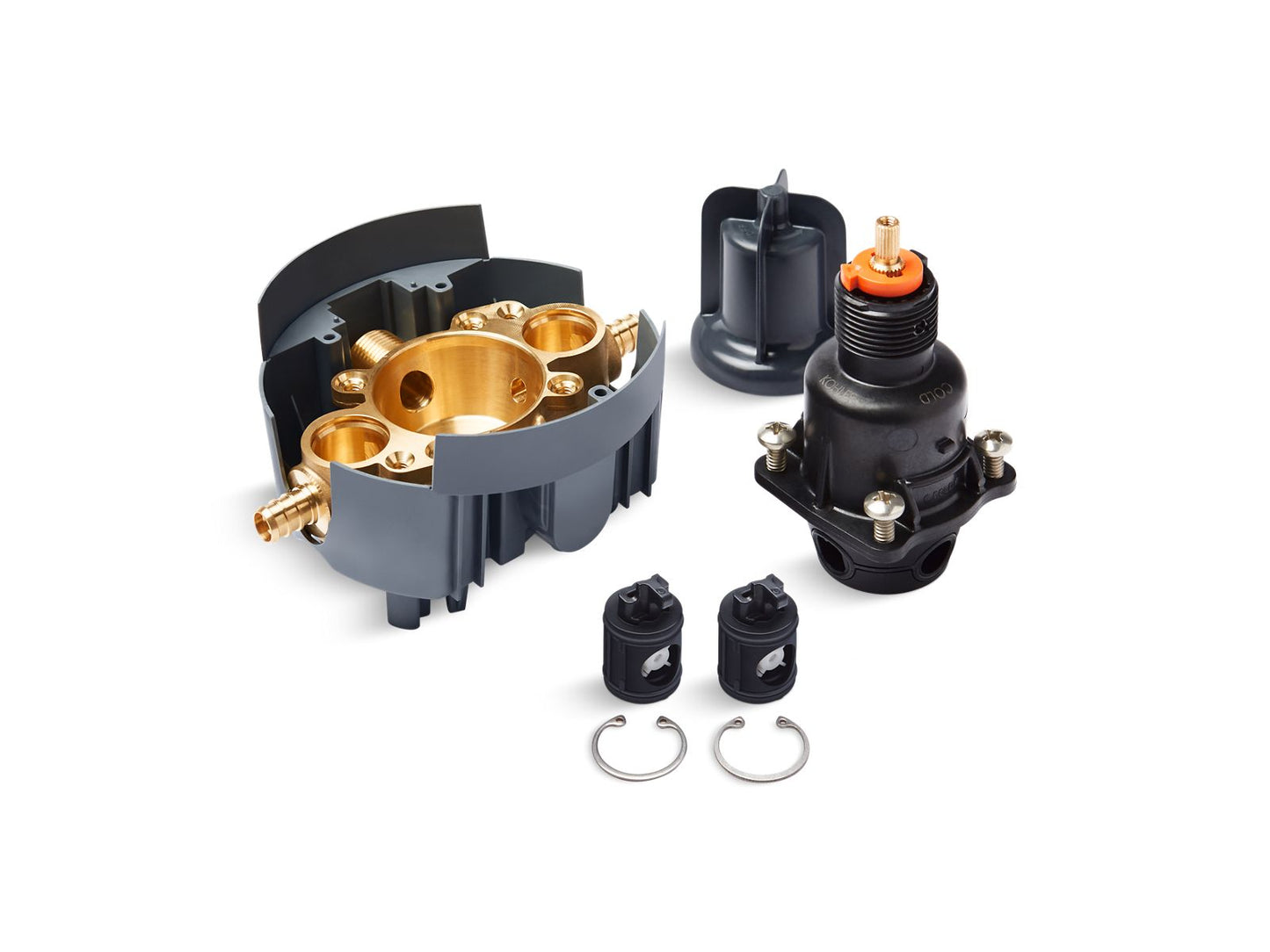 KOHLER K-P8304-PS-NA Rite-Temp Valve Body And Pressure-Balancing Cartridge Kit With Service Stops And Pex Crimp Connections, Project Pack