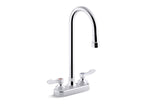 KOHLER K-400T70-4ANA-CP Triton Bowe 0.5 Gpm Centerset Bathroom Sink Faucet With Aerated Flow, Gooseneck Spout And Lever Handles, Drain Not Included - Polished Chrome