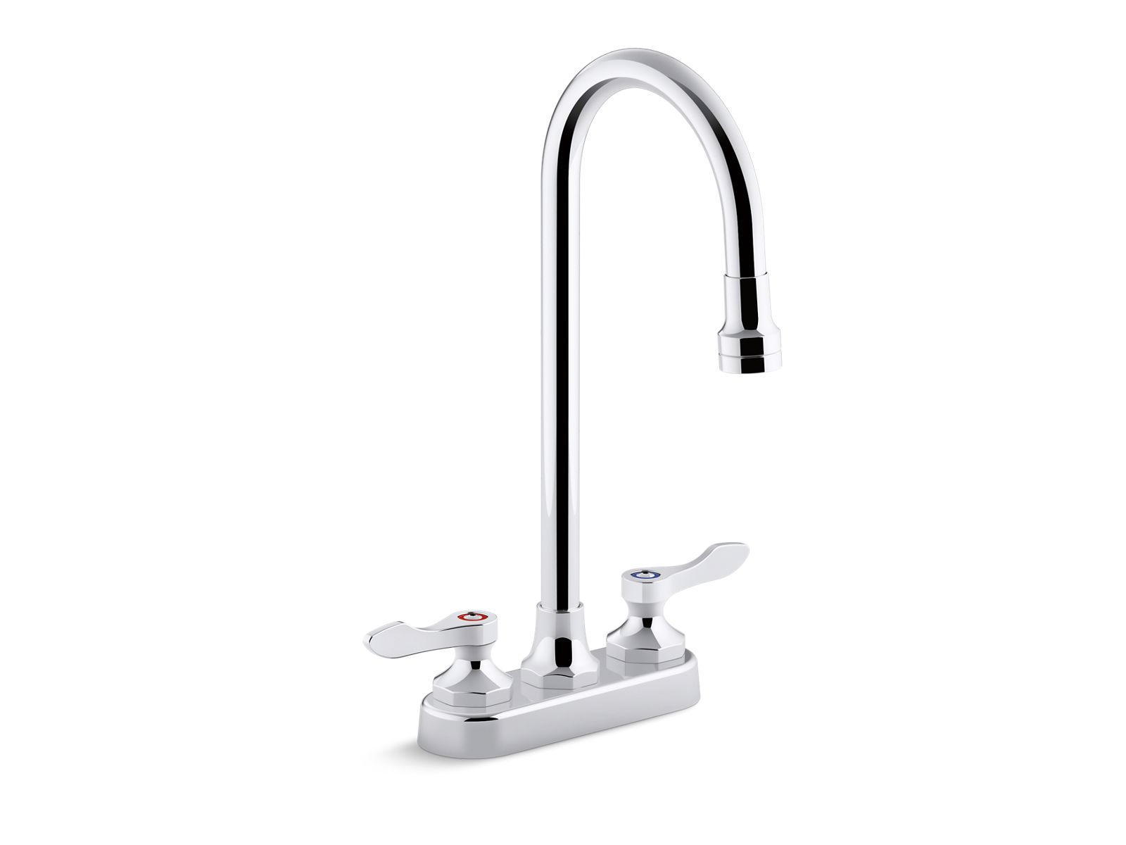 KOHLER K-400T70-4ANA-CP Triton Bowe 0.5 Gpm Centerset Bathroom Sink Faucet With Aerated Flow, Gooseneck Spout And Lever Handles, Drain Not Included - Polished Chrome