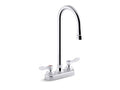 KOHLER K-400T70-4ANA-CP Triton Bowe 0.5 Gpm Centerset Bathroom Sink Faucet With Aerated Flow, Gooseneck Spout And Lever Handles, Drain Not Included - Polished Chrome