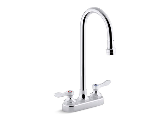 KOHLER K-400T70-4AKL-CP Triton Bowe 1.0 gpm centerset bathroom sink faucet with laminar flow, gooseneck spout and lever handles, drain not included - Polished Chrome