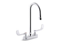KOHLER K-400T70-5ANL-CP Triton Bowe 0.5 Gpm Centerset Bathroom Sink Faucet With Laminar Flow, Gooseneck Spout And Wristblade Handles, Drain Not Included - Polished Chrome