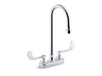 KOHLER K-400T70-5ANL-CP Triton Bowe 0.5 Gpm Centerset Bathroom Sink Faucet With Laminar Flow, Gooseneck Spout And Wristblade Handles, Drain Not Included - Polished Chrome