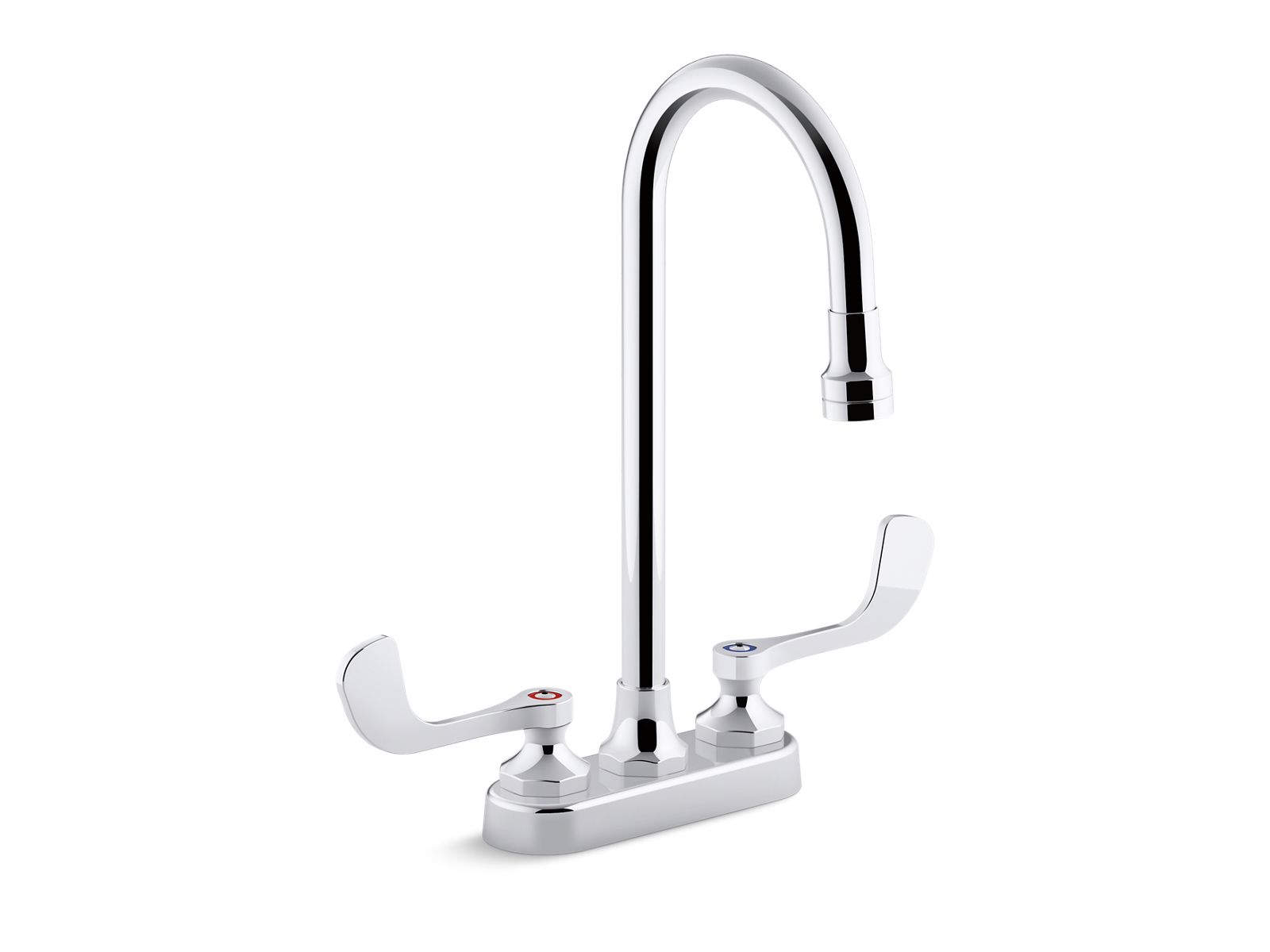 KOHLER K-400T70-5ANL-CP Triton Bowe 0.5 Gpm Centerset Bathroom Sink Faucet With Laminar Flow, Gooseneck Spout And Wristblade Handles, Drain Not Included - Polished Chrome