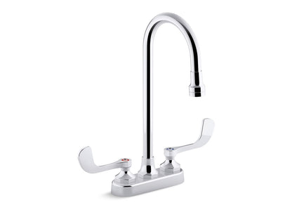 KOHLER K-400T70-5ANL-CP Triton Bowe 0.5 gpm centerset bathroom sink faucet with laminar flow, gooseneck spout and wristblade handles, drain not included - Polished Chrome