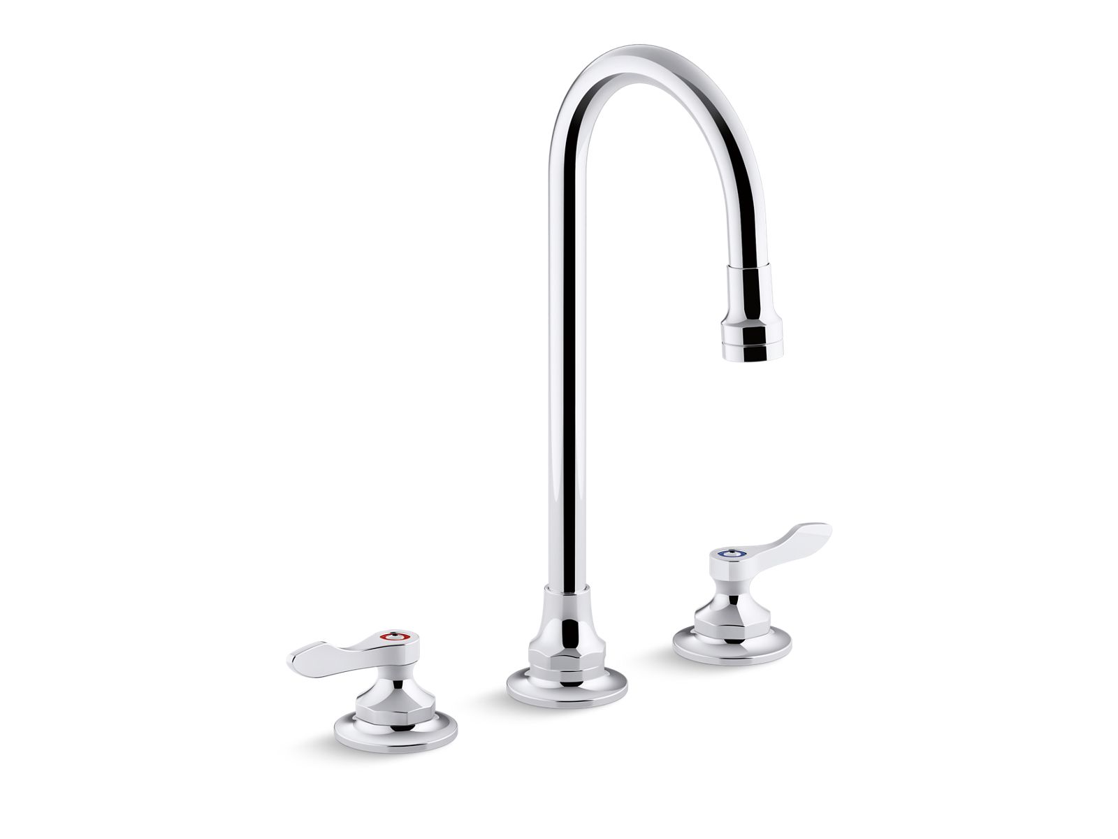 KOHLER K-800T70-4ANA-CP Triton Bowe 0.5 Gpm Widespread Bathroom Sink Faucet With Aerated Flow, Gooseneck Spout And Lever Handles, Drain Not Included - Polished Chrome