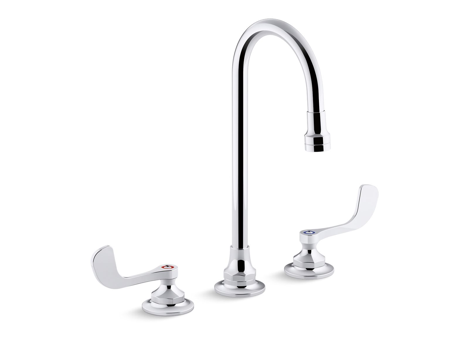 KOHLER K-800T70-5ANL-CP Triton Bowe 0.5 Gpm Widespread Bathroom Sink Faucet With Laminar Flow, Gooseneck Spout And Wristblade Handles, Drain Not Included - Polished Chrome