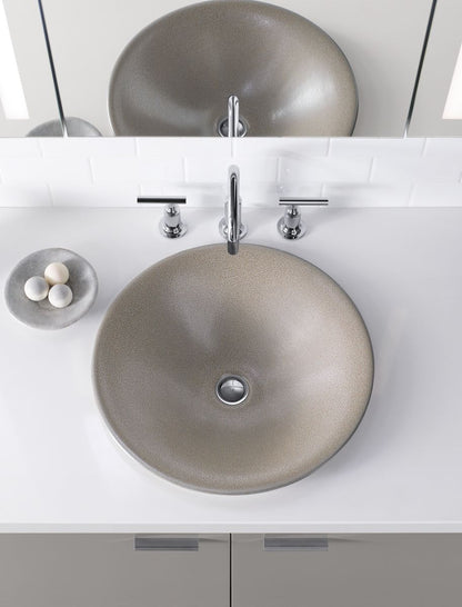 KOHLER K-77714-TB2 Shagreen Carillon 17-1/2" round drop-in bathroom sink, no overflow - Ebony Pearl
